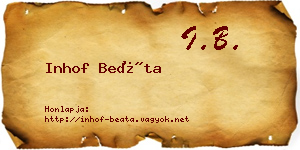 Inhof Beáta névjegykártya